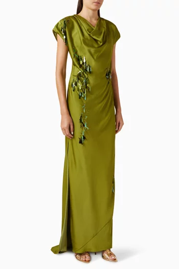 Embellished Slit Dress in Drape