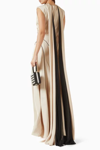 Draped Scarf Gown in Crepe & Chiffon