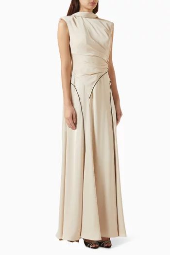 Draped Scarf Gown in Crepe & Chiffon