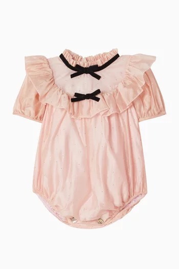 Embellished Bow Romper in Voile