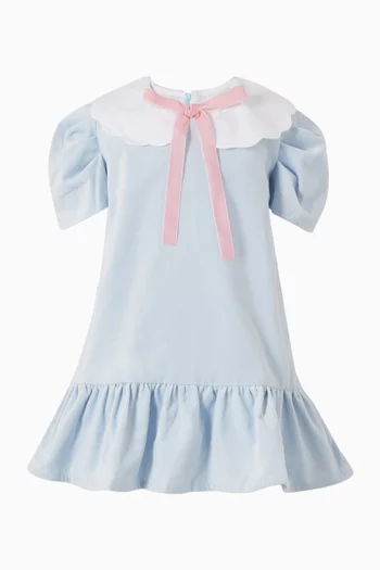Collar Bow Dress in Velvet