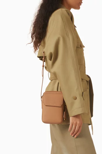 The Zipped Phone Pouch in Leather