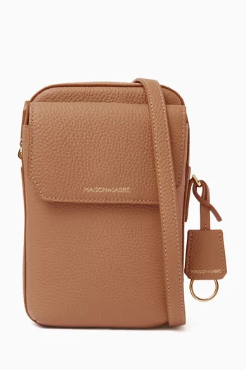 The Zipped Phone Pouch in Leather