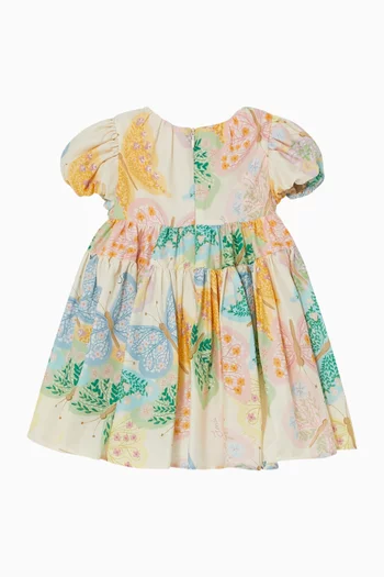 Butterfly-print Dress in Cotton-silk Blend
