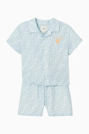 Baby All-over Monogram Shirt in Linen