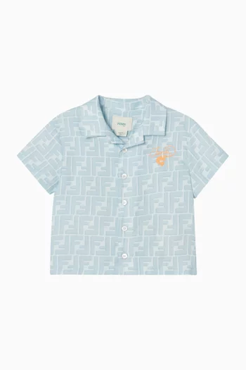 Baby All-over Monogram Shirt in Linen