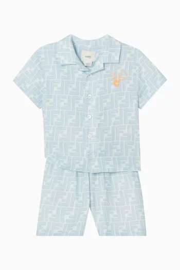 Baby All-over Monogram Shorts in Linen