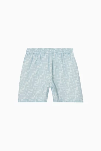Baby All-over Monogram Shorts in Linen