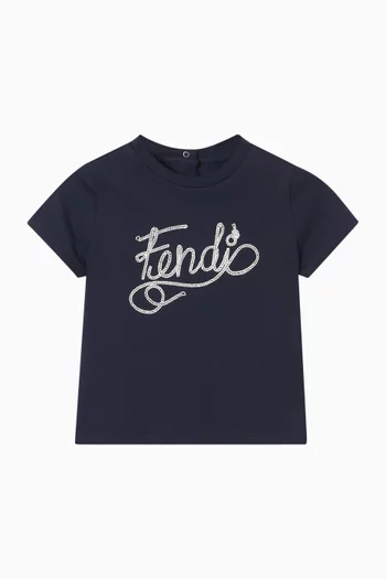 Cursive Logo-print T-shirt in Cotton