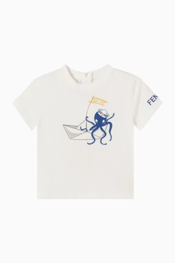 Octopus-print T-shirt in Cotton