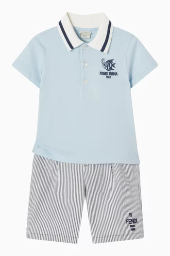 Fish Embroidered Polo T-shirt in Cotton