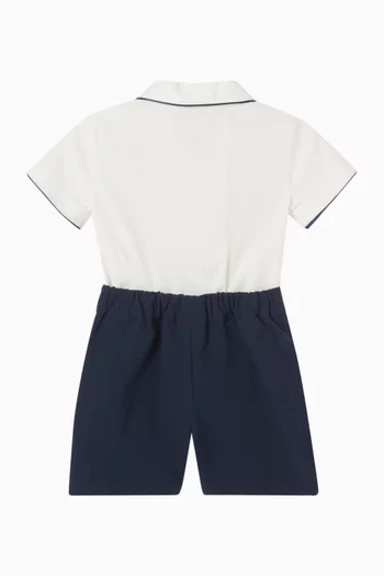 Colour-block Logo Romper in Cotton