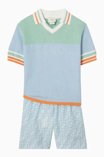 Colourblock Polo Sweater in Cotton-knit