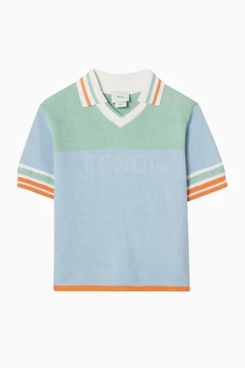 Colourblock Polo Sweater in Cotton-knit
