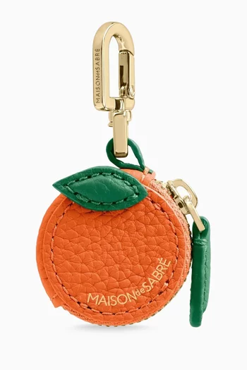 SABRÉMOJI™ Orange Airtag Charm in Leather