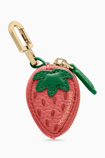 SABRÉMOJI™ Strawberry Airtag Charm in Leather