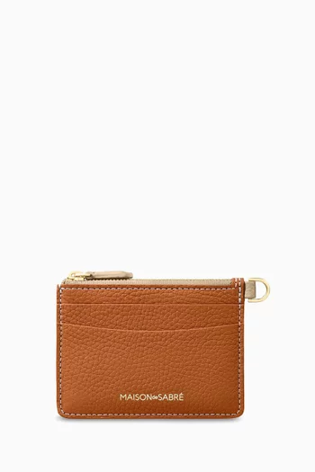Small Zip Card Pouch in Leather