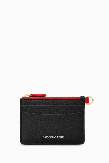 Small Zip Card Pouch in Leather