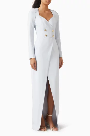 x Pronovias Pluja Double-breasted Gown in Crepe