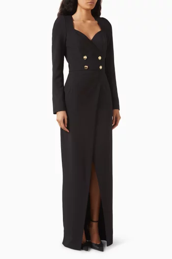 x Pronovias Pluja Double-breasted Gown in Crepe