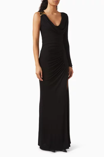 x Pronovias Alvara Draped Maxi Dress in Jersey