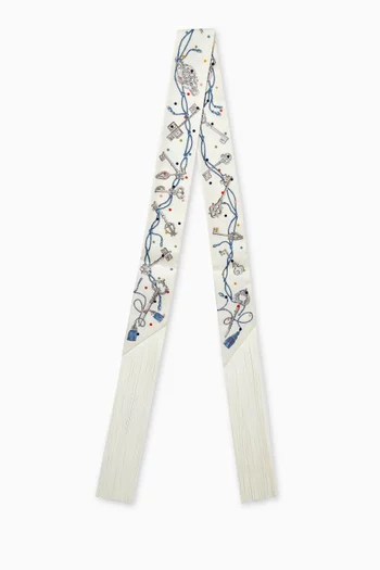 Unused Leather Fringed Twilly Scarf