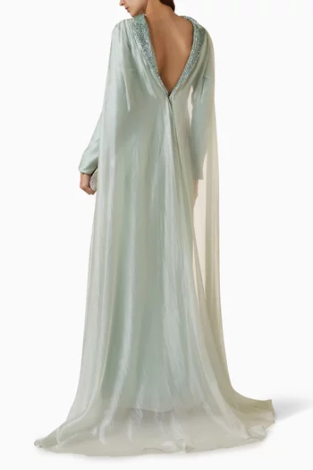 Embellished V-back Gown