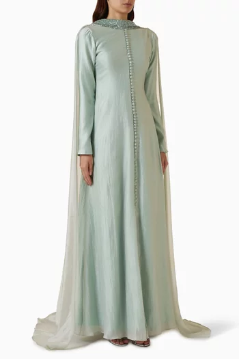 Embellished V-back Gown