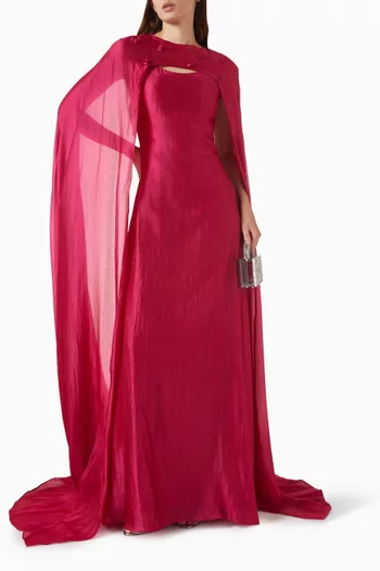 Detachable-cape Gown