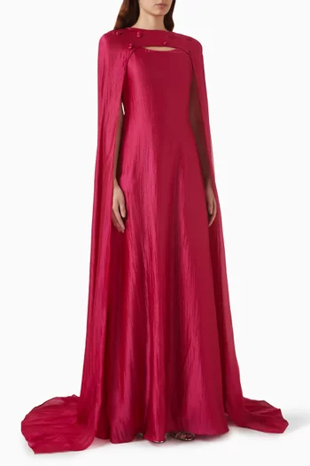 Detachable-cape Gown