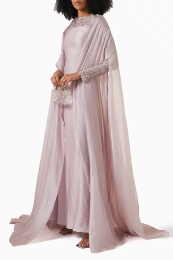 Embellished Cape Gown