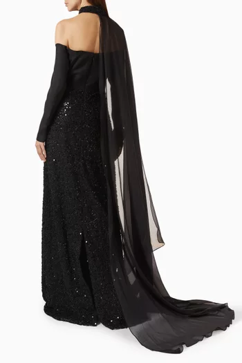 Detachable-cape Dress