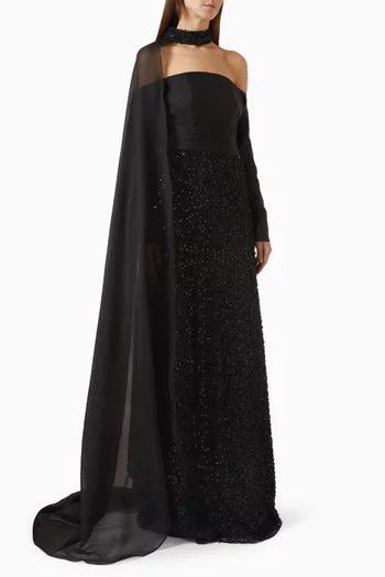 Detachable-cape Dress
