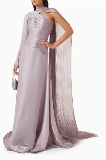 Pleated Train Gown