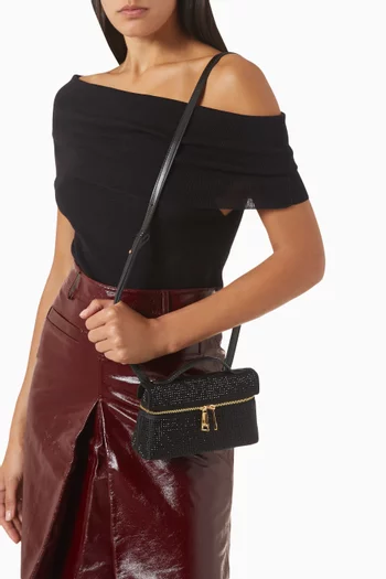 Mini Thea Embellished Top-handle Bag in Satin