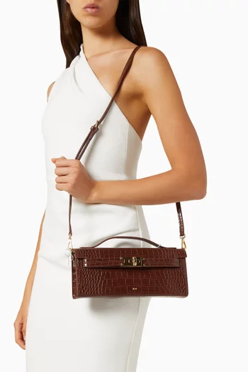 Bria Structured Top-handle Bag in Croc-embossed Vegan Leather