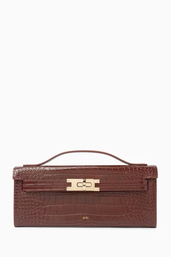 Bria Structured Top-handle Bag in Croc-embossed Vegan Leather