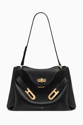 Rhea Double Buckle Shoulder Bag in Vegan Leather
