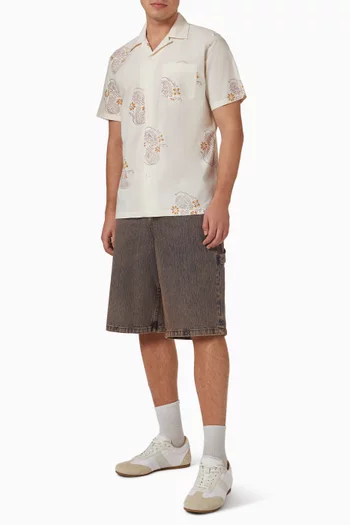 Floral Block Print Camp Collar Shirt