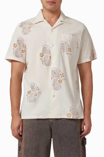 Floral Block Print Camp Collar Shirt