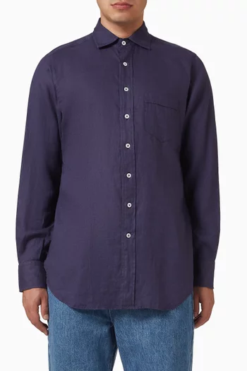 Spread Collar Shirt in Linen
