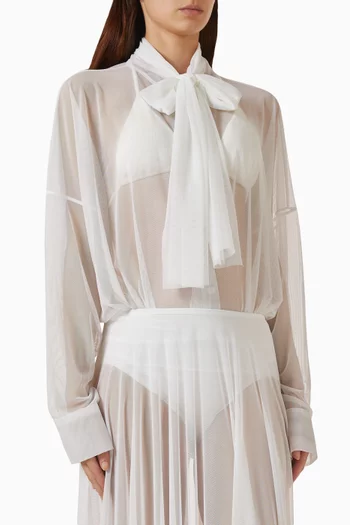 Super Oversized Shirt Bodysuit in Mesh