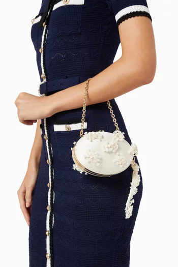 Floral Beaded Oval Clutch