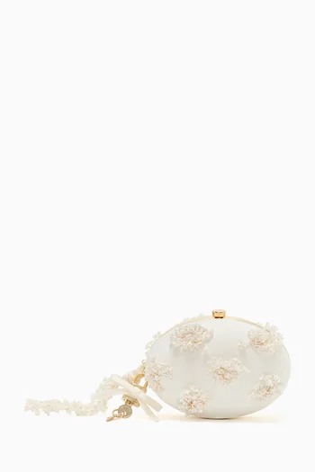 Floral Beaded Oval Clutch