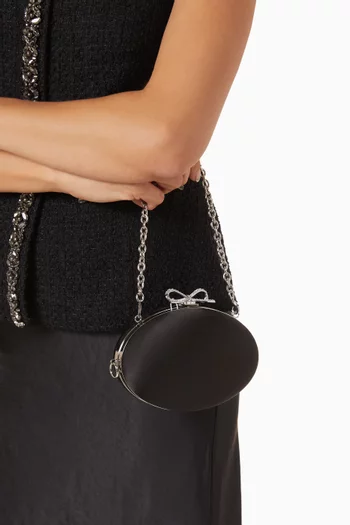 Oval Chain Clutch in Satin