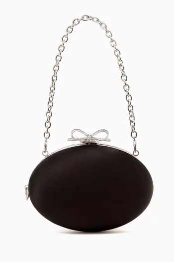 Oval Chain Clutch in Satin