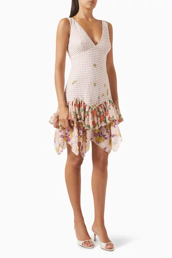 Pajaritos Y Rosas Mini Dress in Cotton Voile