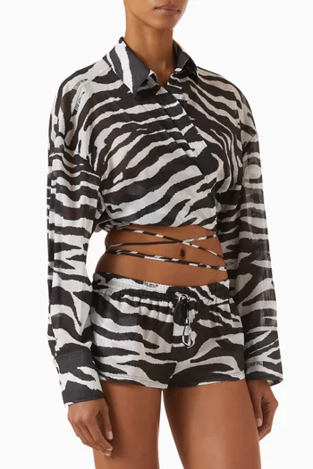 Zebra-print Crop Top in Cotton
