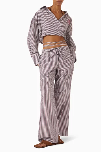 Crop Tie-waist Blouse in Cotton