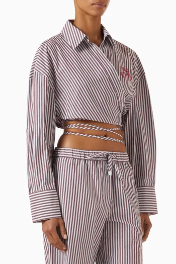 Crop Tie-waist Blouse in Cotton